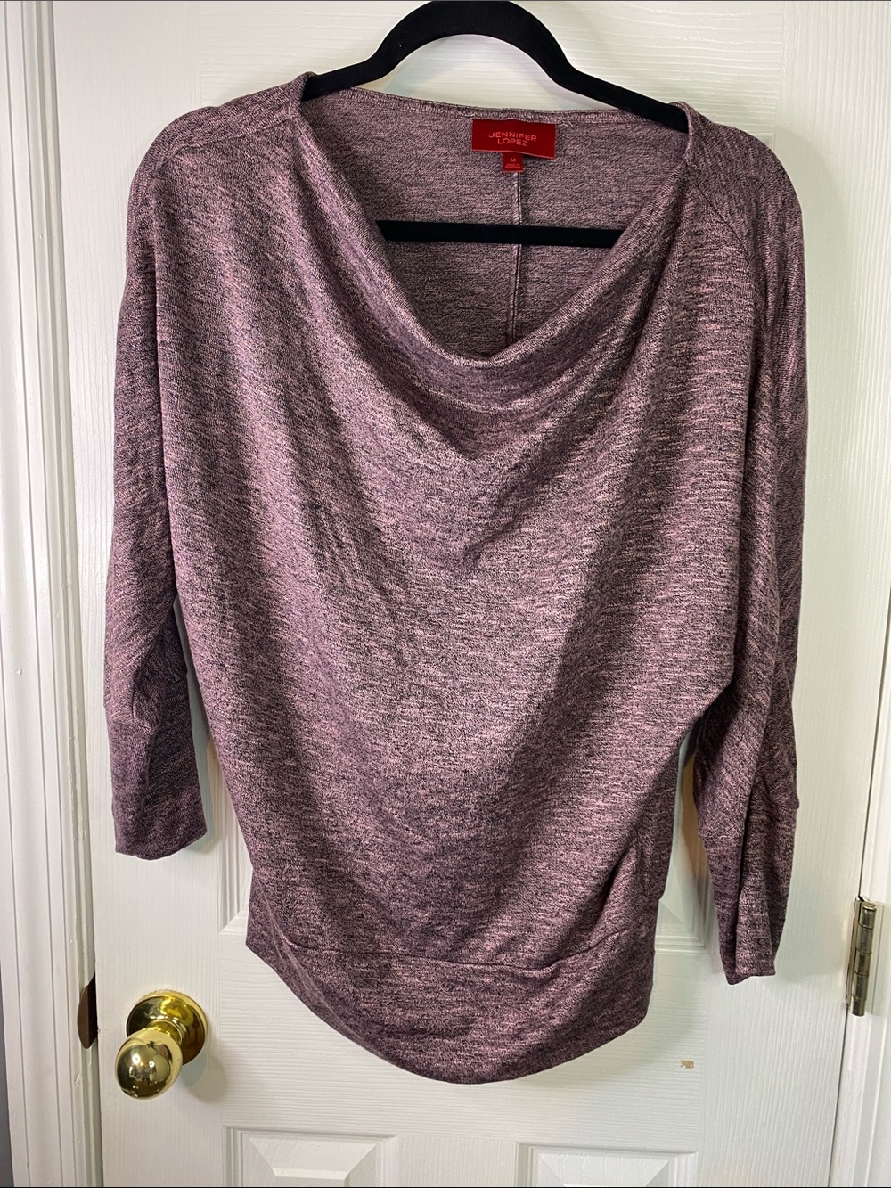Jennifer Lopez Heathered Plum Cowl Neck Sweater Size Medium.